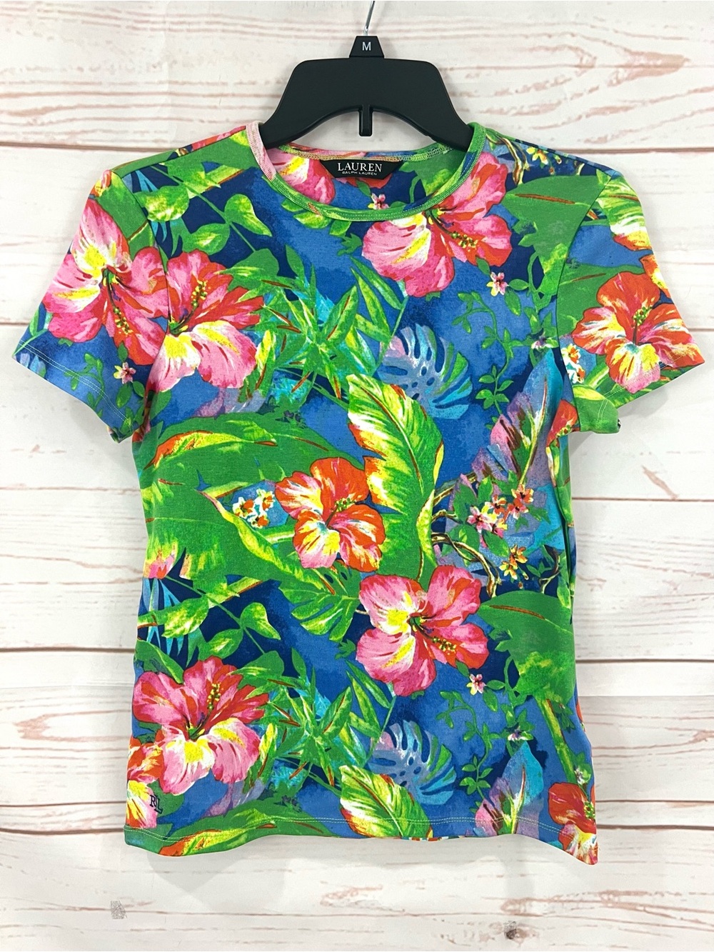 Lauren Ralph Lauren Colorful Tropical Monstera Leaf Tee T-shirt